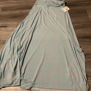 LuLaRoe Light Blue Maxi Skirt with Pink Accents